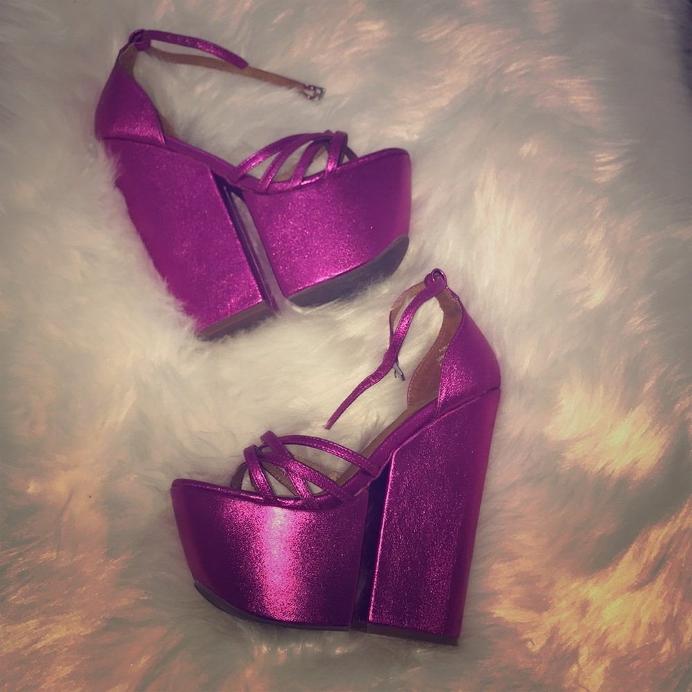 Jeffery Campbell For Real Rose Metallic heels